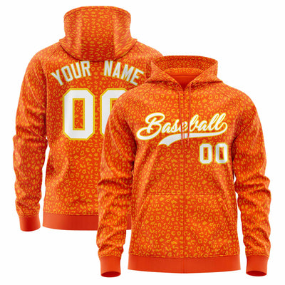 Custom Gold Kelly Green Varsity Full-Zip Letterman Leopard Print Jacket Hoodie