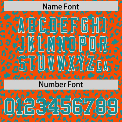 Custom Orange Aqua Varsity Full-Zip Letterman Leopard Print Jacket Hoodie