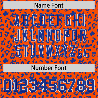 Custom Orange Royal Varsity Full-Zip Letterman Leopard Print Jacket Hoodie