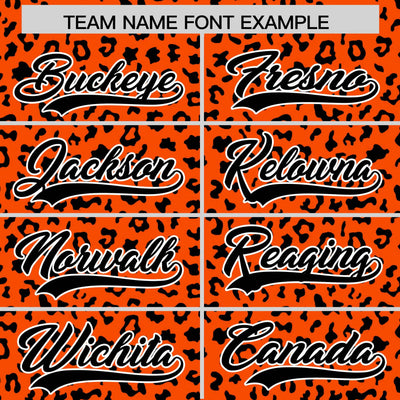 Custom Orange Black Varsity Full-Zip Letterman Leopard Print Jacket Hoodie