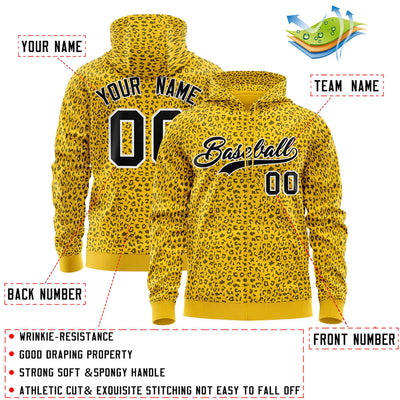 Custom Orange Royal Varsity Full-Zip Letterman Leopard Print Jacket Hoodie