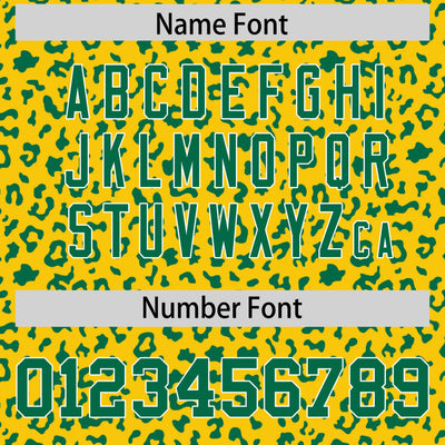 Custom Gold Kelly Green Varsity Full-Zip Letterman Leopard Print Jacket Hoodie
