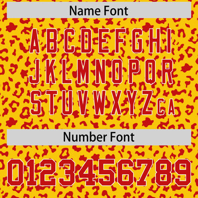 Custom Gold Red Varsity Full-Zip Letterman Leopard Print Jacket Hoodie