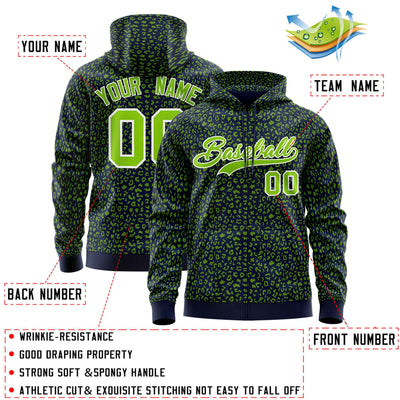 Custom Red Black Varsity Full-Zip Letterman Leopard Print Jacket Hoodie