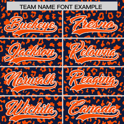 Custom Navy Orange Varsity Full-Zip Letterman Leopard Print Jacket Hoodie