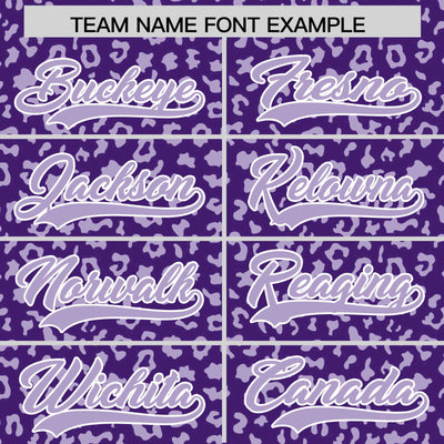 Custom White Purple Varsity Full-Zip Letterman Leopard Print Jacket Hoodie
