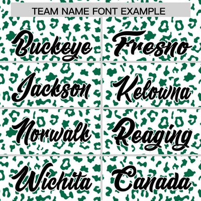 Custom White Kelly Green Varsity Full-Zip Letterman Leopard Print Jacket Hoodie