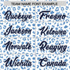 Custom White Light Blue Varsity Full-Zip Letterman Leopard Print Jacket Hoodie
