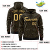 Custom Black Old Gold Varsity Full-Zip Letterman Leopard Print Jacket Hoodie