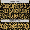 Custom Black Old Gold Varsity Full-Zip Letterman Leopard Print Jacket Hoodie