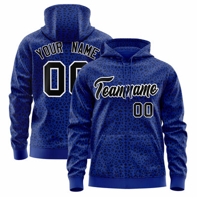 Custom Gold Royal Varsity Full-Zip Letterman Leopard Print Jacket Hoodie