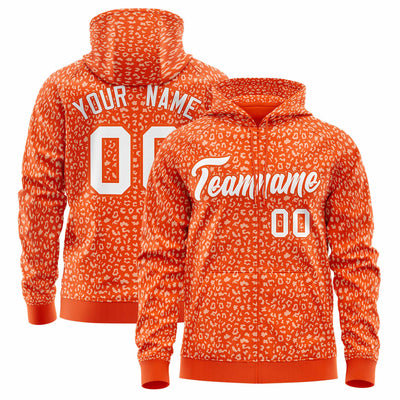 Custom Gold Red Varsity Full-Zip Letterman Leopard Print Jacket Hoodie