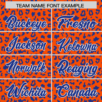 Custom Orange Royal Varsity Full-Zip Letterman Leopard Print Jacket Hoodie