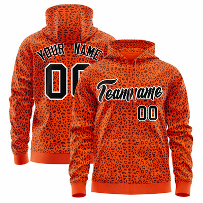 Custom Gold White Varsity Full-Zip Letterman Leopard Print Jacket Hoodie