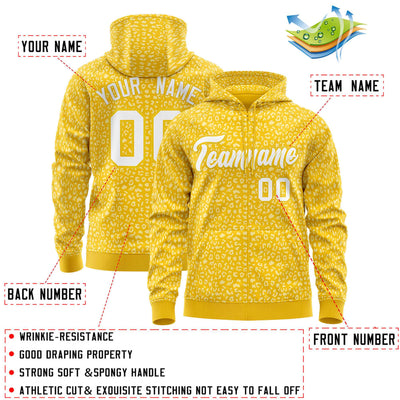 Custom Orange Black Varsity Full-Zip Letterman Leopard Print Jacket Hoodie