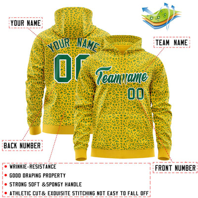 Custom Orange Gold Varsity Full-Zip Letterman Leopard Print Jacket Hoodie