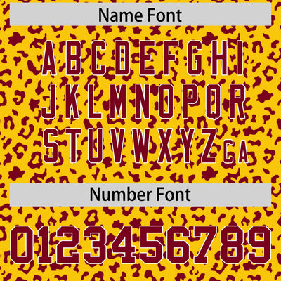 Custom Gold Crimson Varsity Full-Zip Letterman Leopard Print Jacket Hoodie