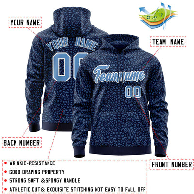 Custom Royal Red Varsity Full-Zip Letterman Leopard Print Jacket Hoodie