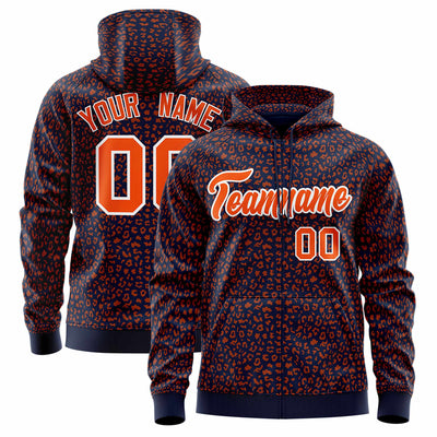 Custom Red Crimson Varsity Full-Zip Letterman Leopard Print Jacket Hoodie