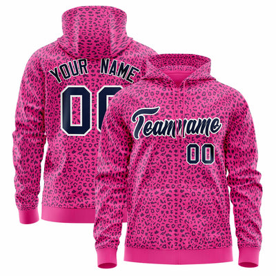 Custom Black Bright Green Varsity Full-Zip Letterman Leopard Print Jacket Hoodie