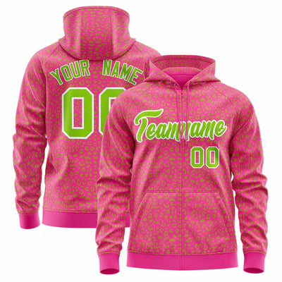 Custom Black Light Blue Varsity Full-Zip Letterman Leopard Print Jacket Hoodie