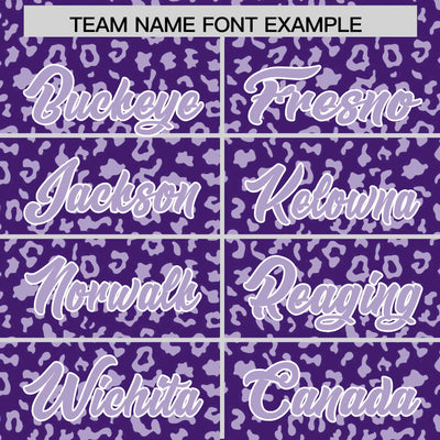 Custom White Purple Varsity Full-Zip Letterman Leopard Print Jacket Hoodie