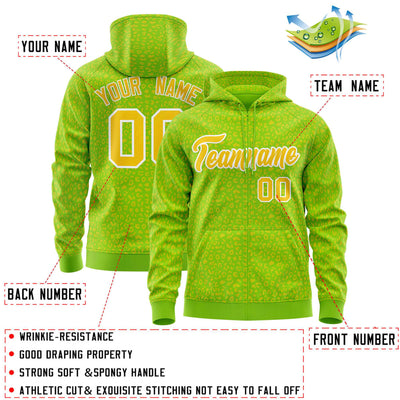 Custom White Orange Varsity Full-Zip Letterman Leopard Print Jacket Hoodie