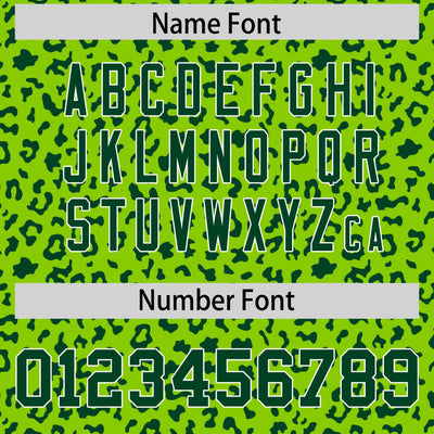Custom White Neon Green Varsity Full-Zip Letterman Leopard Print Jacket Hoodie