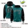 Custom Aqua Black Raglan Sleeves Varsity Full-Snap Letterman Two Tone Jacket Hoodie