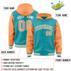 Custom Aqua Orange Raglan Sleeves Varsity Full-Snap Letterman Two Tone Jacket Hoodie
