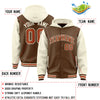 Custom Light Brown Cream Raglan Sleeves Varsity Full-Snap Letterman Two Tone Jacket Hoodie