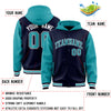 Custom Navy Aqua Raglan Sleeves Varsity Full-Snap Letterman Two Tone Jacket Hoodie