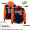 Custom Navy Orange Raglan Sleeves Varsity Full-Snap Letterman Two Tone Jacket Hoodie