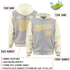 Custom Gray Cream Raglan Sleeves Varsity Full-Snap Letterman Two Tone Jacket Hoodie