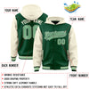 Custom Green Cream Raglan Sleeves Varsity Full-Snap Letterman Two Tone Jacket Hoodie