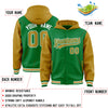Custom Kelly Green Old Gold Raglan Sleeves Varsity Full-Snap Letterman Two Tone Jacket Hoodie