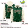 Custom Green Cream Raglan Sleeves Varsity Full-Snap Letterman Two Tone Jacket Hoodie