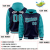 Custom Navy Aqua Raglan Sleeves Varsity Full-Snap Letterman Two Tone Jacket Hoodie