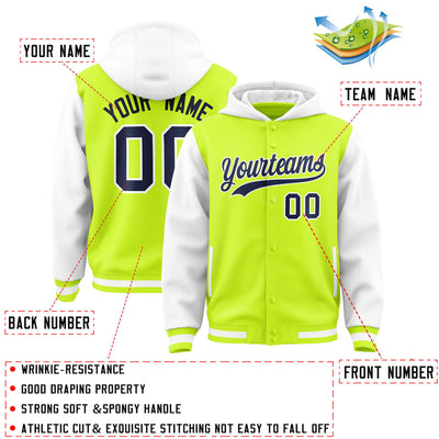 Custom Aqua White Raglan Sleeves Varsity Full-Snap Letterman Two Tone Jacket Hoodie