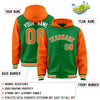 Custom Kelly Green Orange Raglan Sleeves Varsity Full-Snap Letterman Two Tone Jacket Hoodie