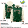 Custom Green Cream Raglan Sleeves Varsity Full-Snap Letterman Two Tone Jacket Hoodie