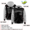 Custom Black Gray Raglan Sleeves Varsity Full-Snap Letterman Two Tone Jacket Hoodie