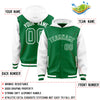 Custom Kelly Green White Raglan Sleeves Varsity Full-Snap Letterman Two Tone Jacket Hoodie