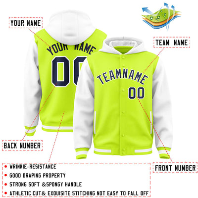 Custom Aqua White Raglan Sleeves Varsity Full-Snap Letterman Two Tone Jacket Hoodie