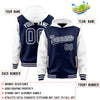 Custom Navy White Raglan Sleeves Varsity Full-Snap Letterman Two Tone Jacket Hoodie