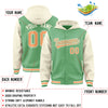 Custom Green Cream Raglan Sleeves Varsity Full-Snap Letterman Two Tone Jacket Hoodie