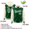 Custom Green Cream Raglan Sleeves Varsity Full-Snap Letterman Two Tone Jacket Hoodie