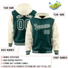 Custom Midnight Green Cream Raglan Sleeves Varsity Full-Snap Letterman Two Tone Jacket Hoodie