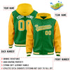 Custom Kelly Green Gold Raglan Sleeves Varsity Full-Snap Letterman Two Tone Jacket Hoodie