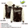 Custom Brown Cream Raglan Sleeves Varsity Full-Snap Letterman Two Tone Jacket Hoodie